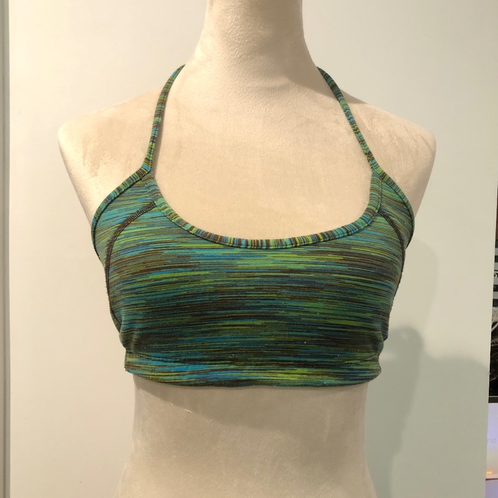 Green tie back sports bra, small
